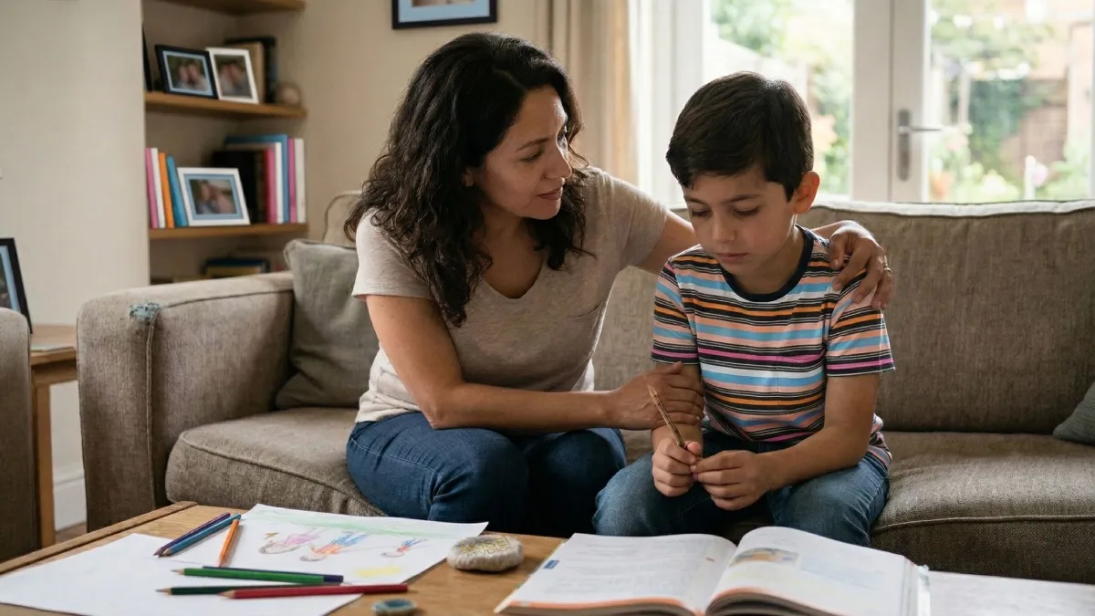 madre-hijo-ansiedad-infantil Madre hablando con su hijo por ansiedad infantil